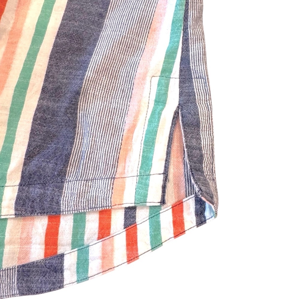 a.n.a A NEW APPROACH Sz S Striped Button Front Short Sleeve Cotton/Rayon Shirt - Picture 7 of 10